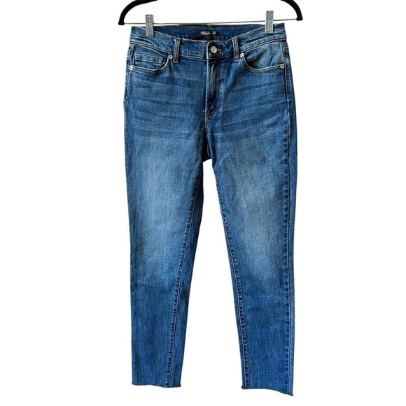 J MCLAUGHLIN JEANS MED WASH DENIM STRAIGHT LEG RAW HEM 5 POCKET CLASSIC 4 - Picture 1 of 10